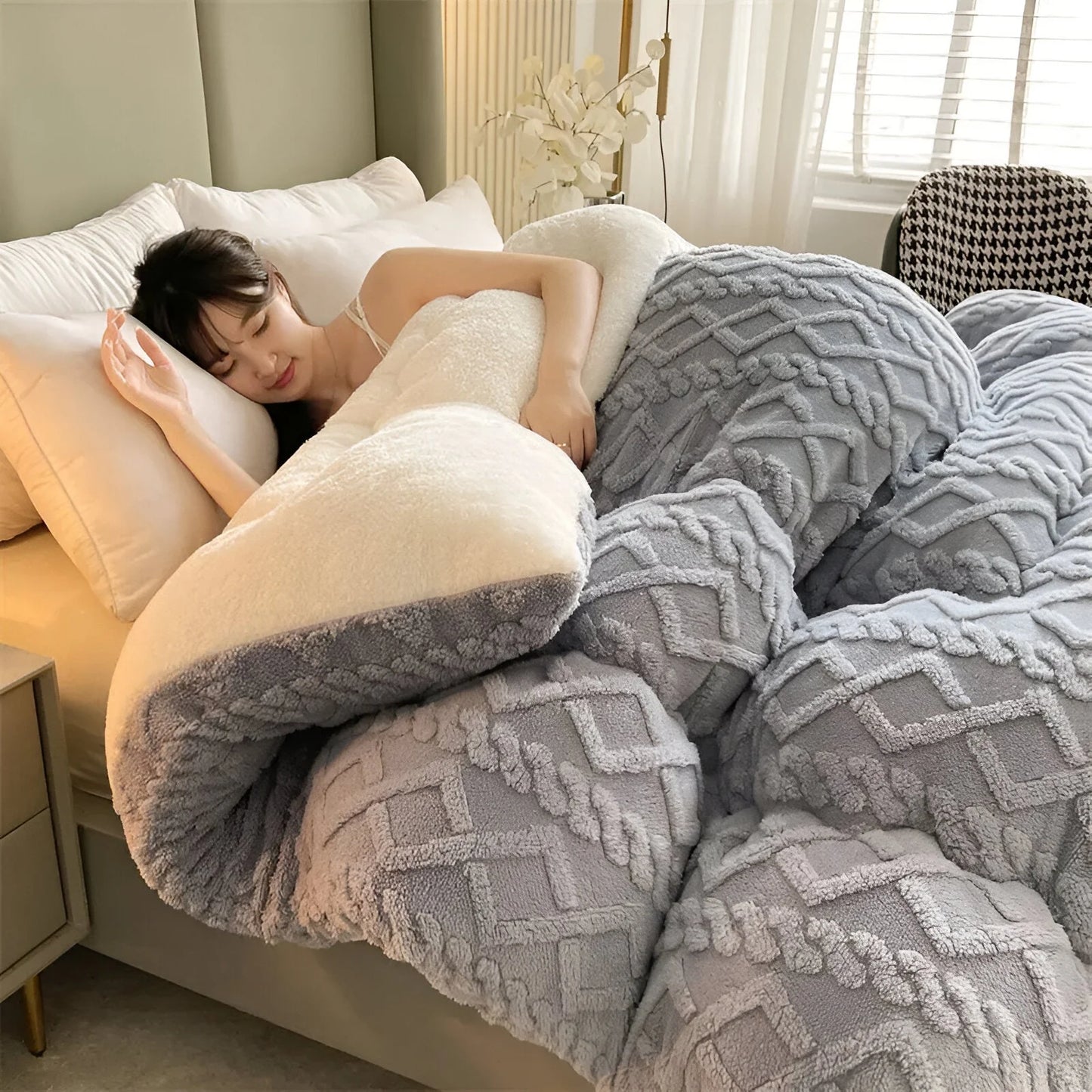 FluffFusion – Reversible Plush Sherpa Comforter for Warm & Elegant Bedrooms
