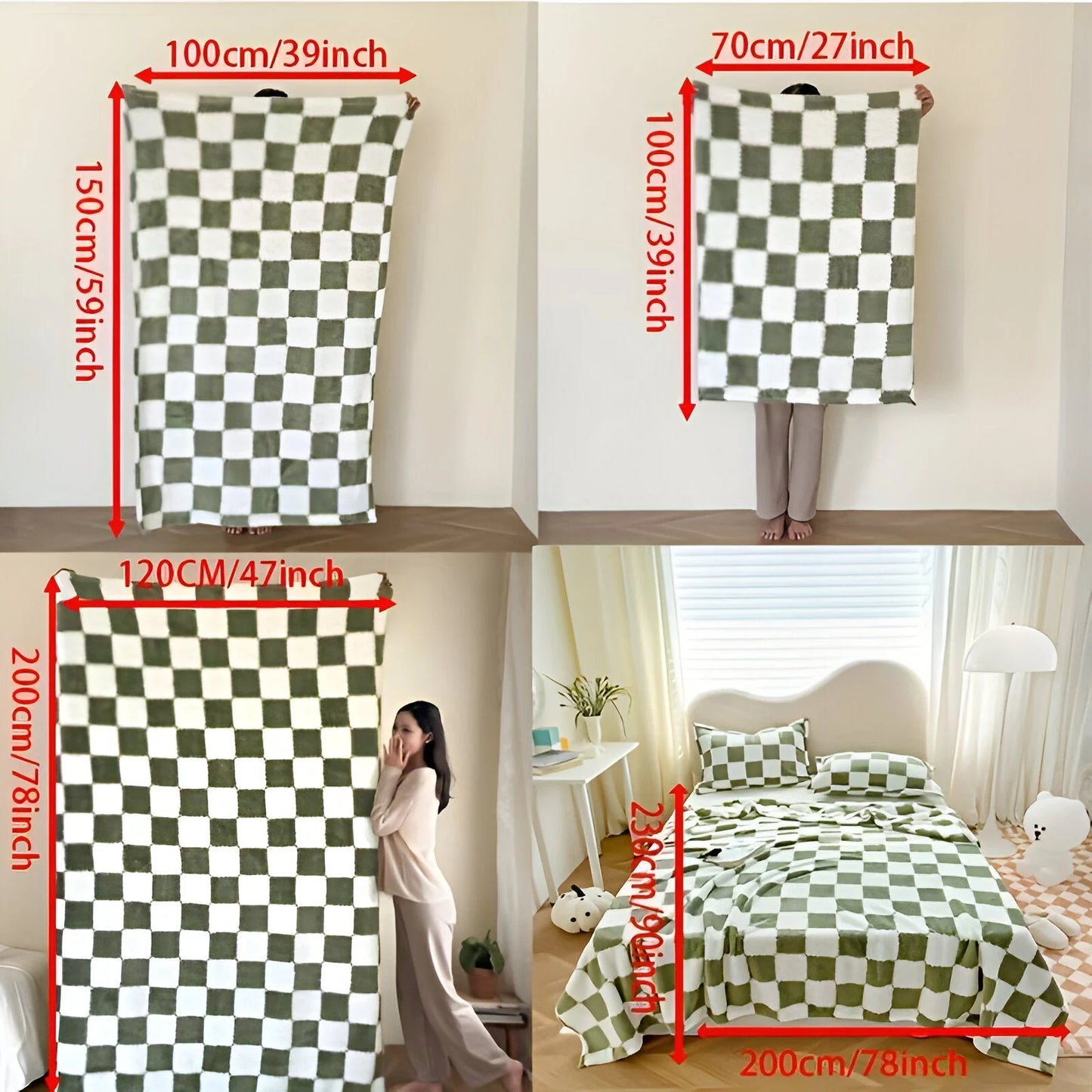 HomoraSnug – Soft Checkered Fleece Blanket for Cosy Home Comfort