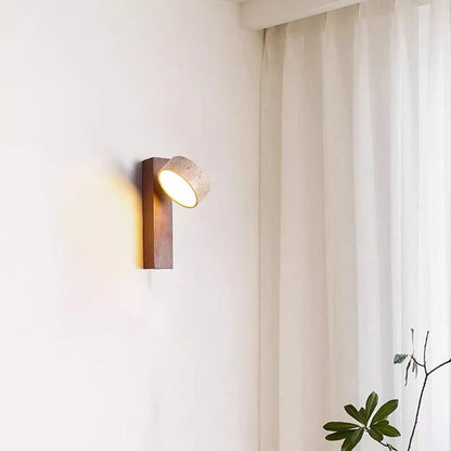 Travora – Wabi-Sabi Wall Lamp in Travertine & Wood