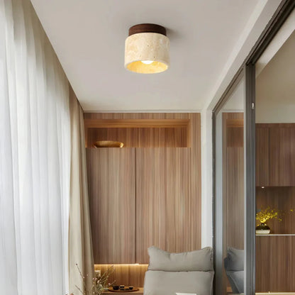 StoneAura – Modern Travertine Ceiling Light