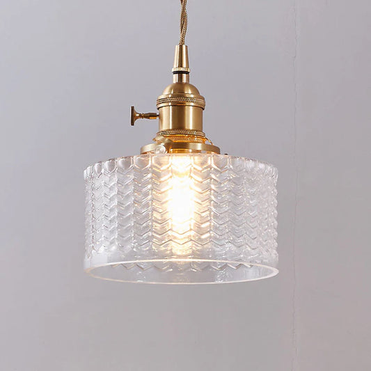 Prismora – Retro Glass Pendant Light with Brass Finish