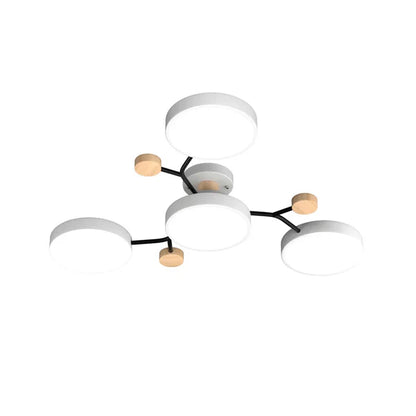 LumoSphere – Molecular LED Flush Mount Ceiling Light with Wood Accents