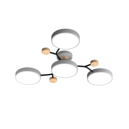 LumoSphere – Molecular LED Flush Mount Ceiling Light with Wood Accents
