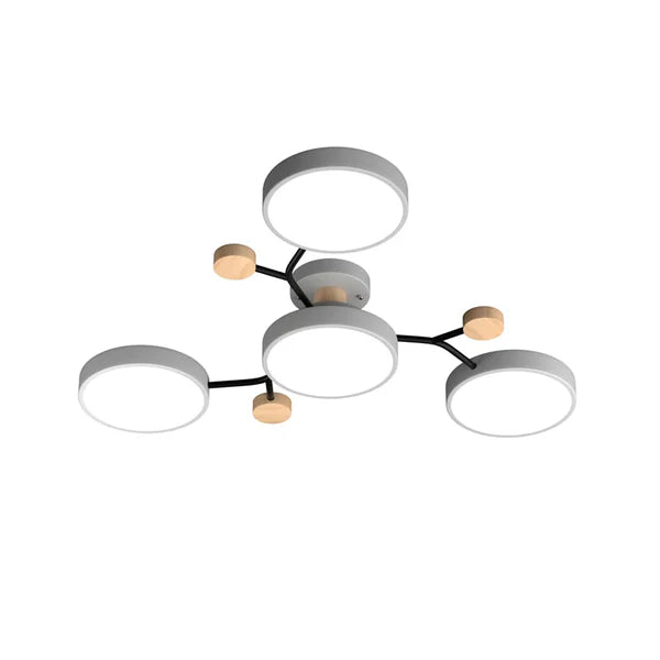 LumoSphere – Molecular LED Flush Mount Ceiling Light with Wood Accents