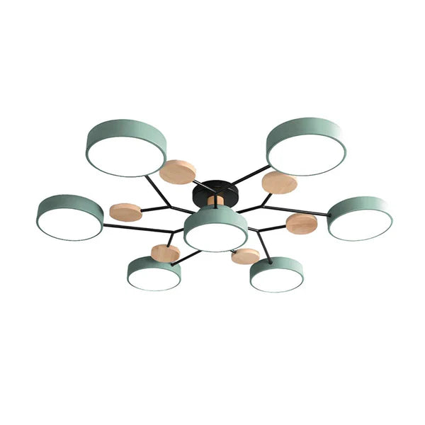 LumoSphere – Molecular LED Flush Mount Ceiling Light with Wood Accents