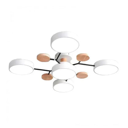 LumoSphere – Molecular LED Flush Mount Ceiling Light with Wood Accents