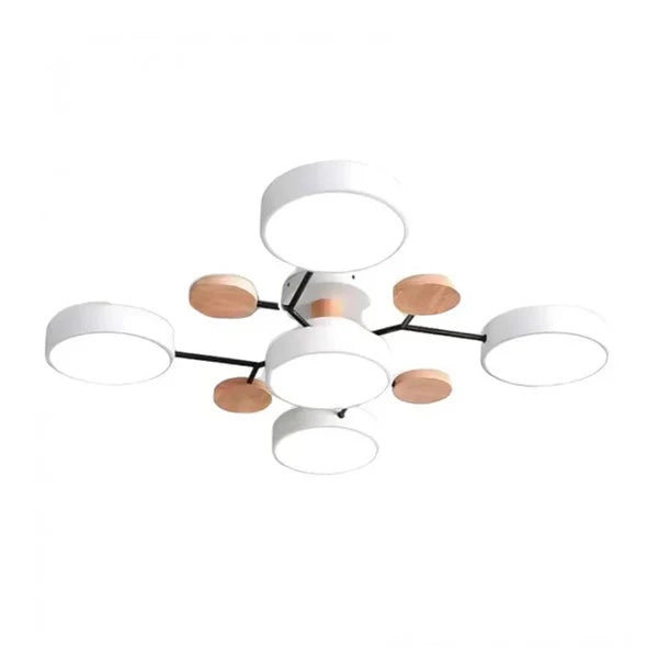 LumoSphere – Molecular LED Flush Mount Ceiling Light with Wood Accents