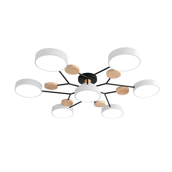 LumoSphere – Molecular LED Flush Mount Ceiling Light with Wood Accents