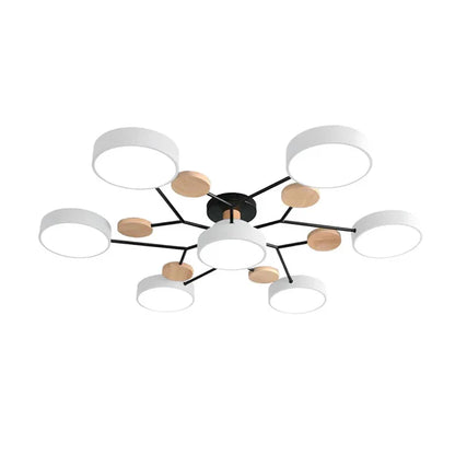 LumoSphere – Molecular LED Flush Mount Ceiling Light with Wood Accents