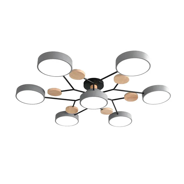 LumoSphere – Molecular LED Flush Mount Ceiling Light with Wood Accents
