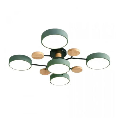 LumoSphere – Molecular LED Flush Mount Ceiling Light with Wood Accents