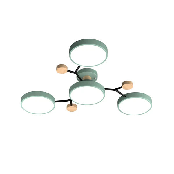 LumoSphere – Molecular LED Flush Mount Ceiling Light with Wood Accents