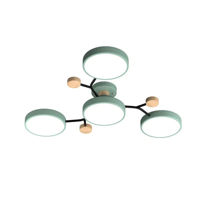 LumoSphere – Molecular LED Flush Mount Ceiling Light with Wood Accents