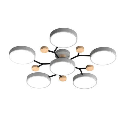 LumoSphere – Molecular LED Flush Mount Ceiling Light with Wood Accents