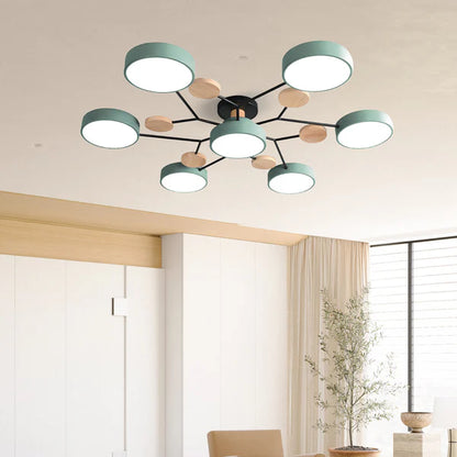LumoSphere – Molecular LED Flush Mount Ceiling Light with Wood Accents