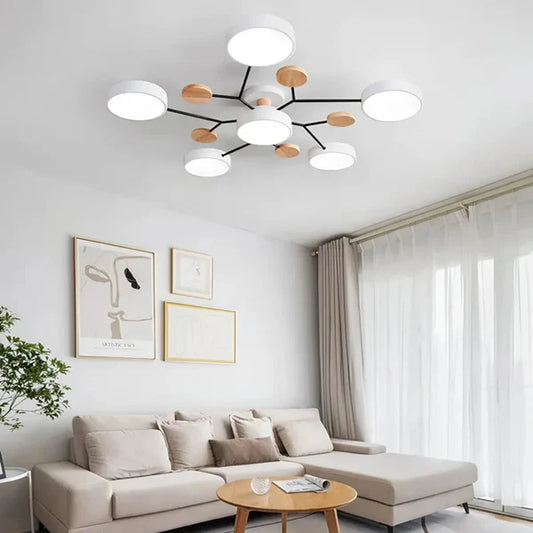 LumoSphere – Molecular LED Flush Mount Ceiling Light with Wood Accents 5