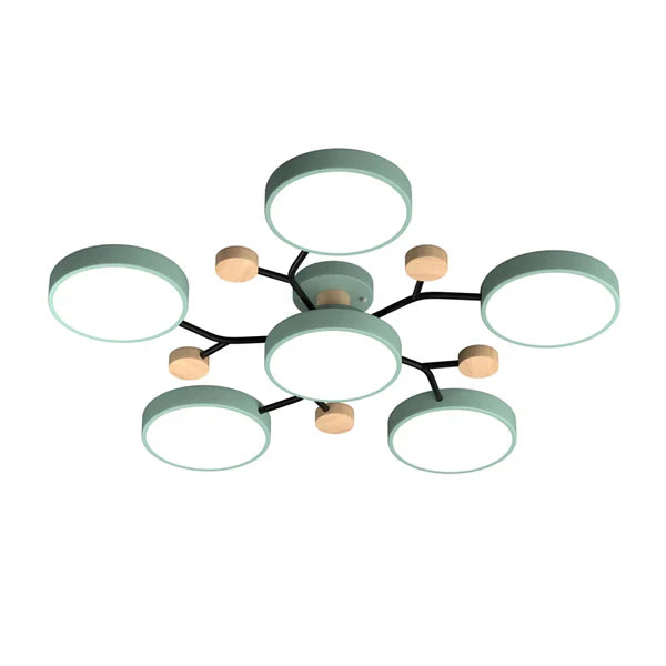 LumoSphere – Molecular LED Flush Mount Ceiling Light with Wood Accents