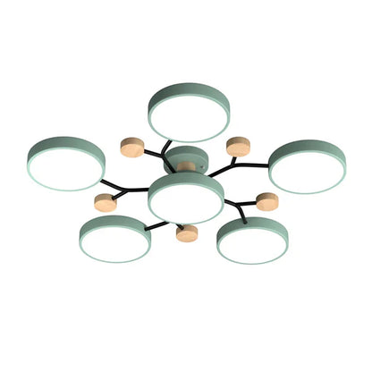 LumoSphere – Molecular LED Flush Mount Ceiling Light with Wood Accents