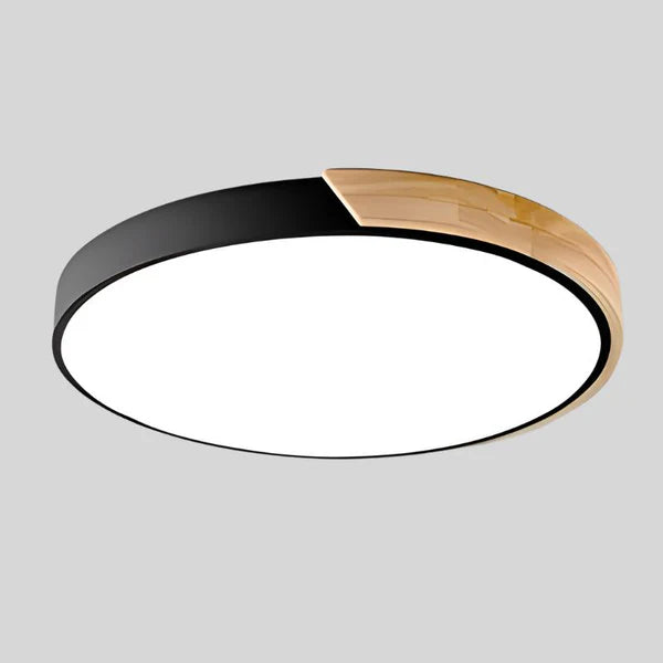 LumoRound – Minimalist LED Flush Mount Ceiling Light with Wooden Accent