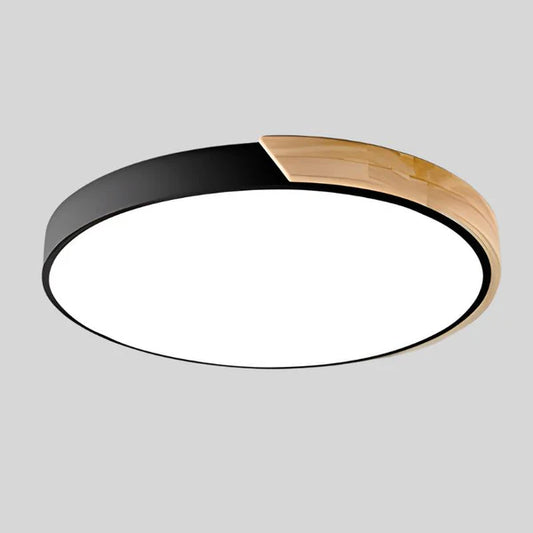 LumoRound – Minimalist LED Flush Mount Ceiling Light with Wooden Accent