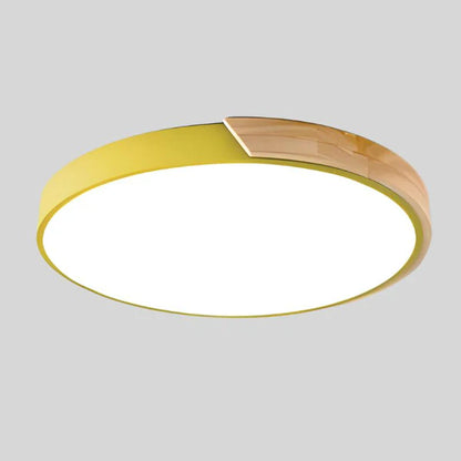 LumoRound – Minimalist LED Flush Mount Ceiling Light with Wooden Accent