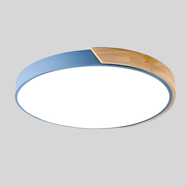 LumoRound – Minimalist LED Flush Mount Ceiling Light with Wooden Accent