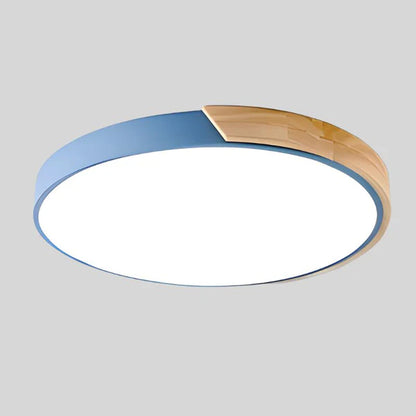LumoRound – Minimalist LED Flush Mount Ceiling Light with Wooden Accent
