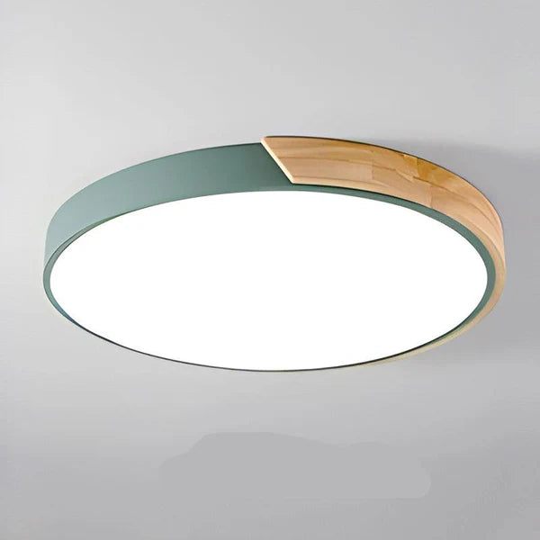 LumoRound – Minimalist LED Flush Mount Ceiling Light with Wooden Accent