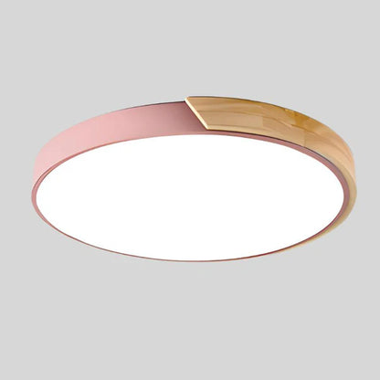 LumoRound – Minimalist LED Flush Mount Ceiling Light with Wooden Accent