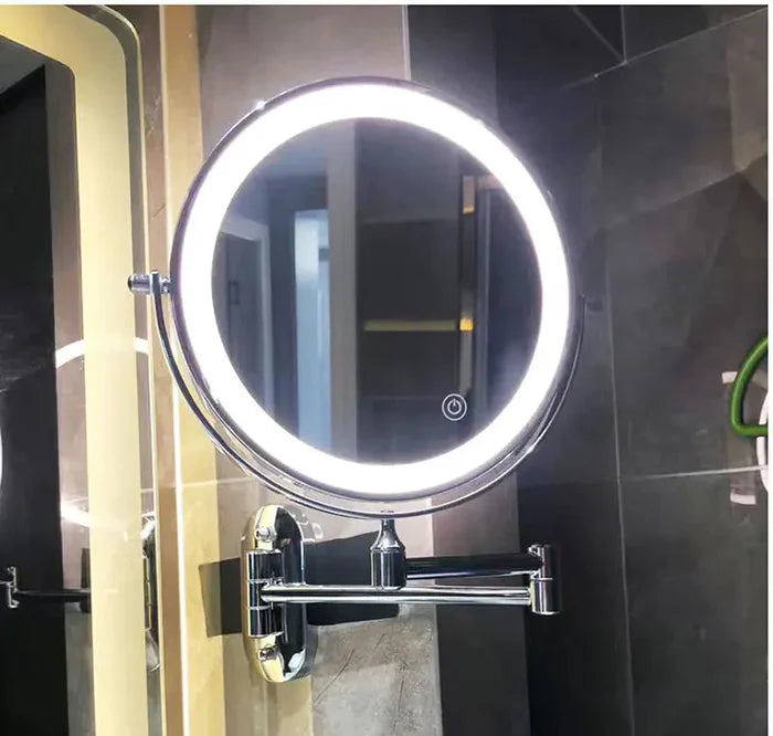 Luxora – Black LED Wall-Mounted Magnifying Mirror