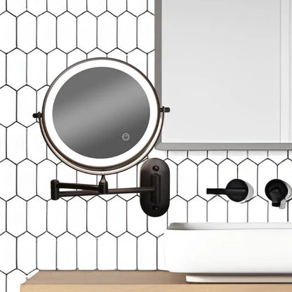 Luxora – Black LED Wall-Mounted Magnifying Mirror