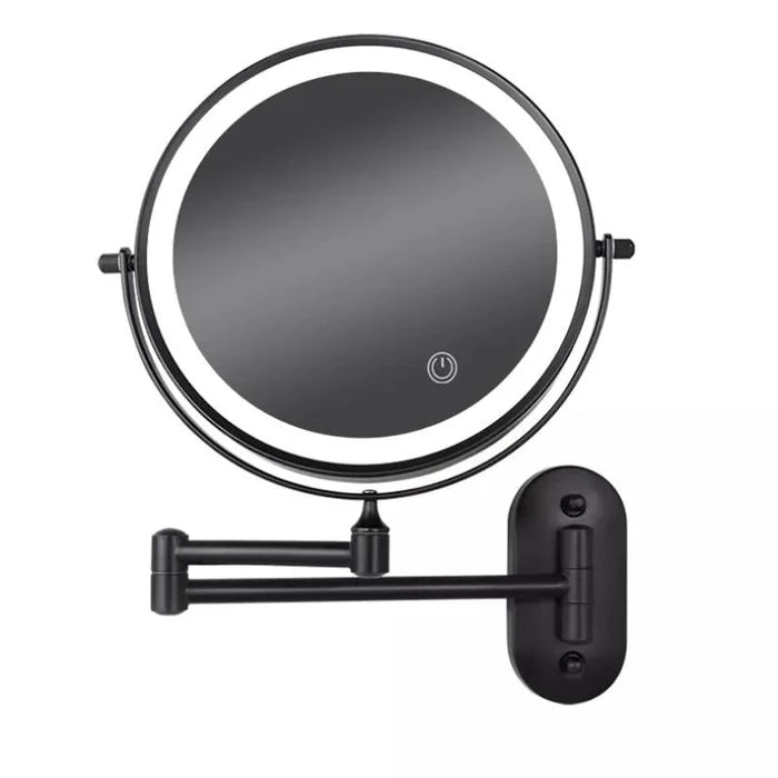 Luxora – Black LED Wall-Mounted Magnifying Mirror