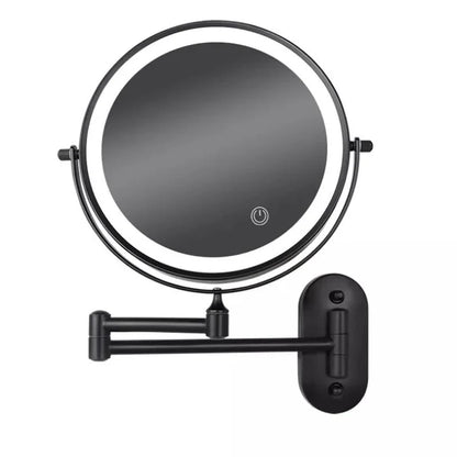 Luxora – Black LED Wall-Mounted Magnifying Mirror