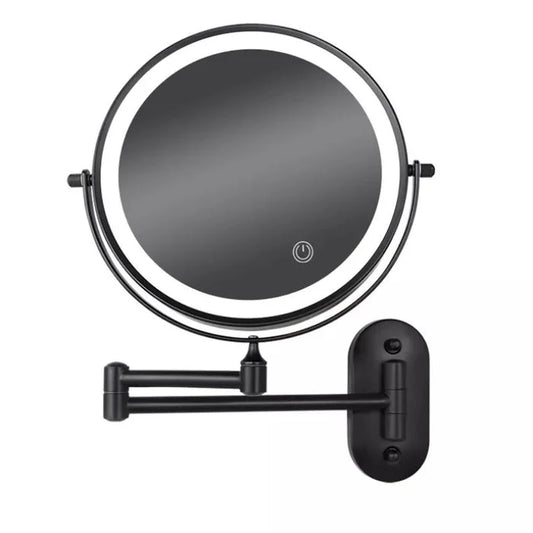 Luxora – Black LED Wall-Mounted Magnifying Mirror