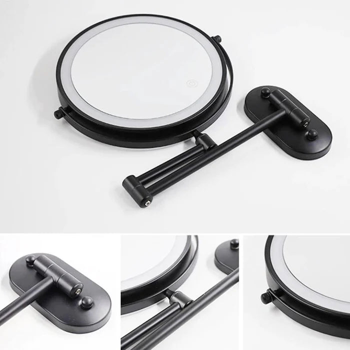 Luxora – Black LED Wall-Mounted Magnifying Mirror