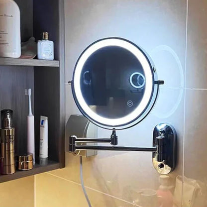 Luxora – Black LED Wall-Mounted Magnifying Mirror