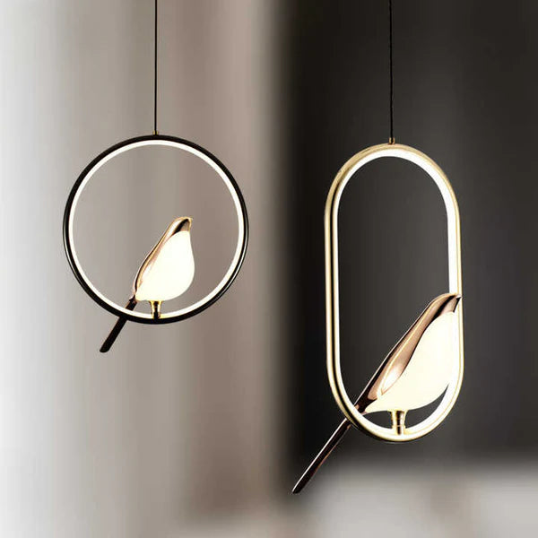 Aurevo – Modern LED Bird Pendant Light with Golden Finish