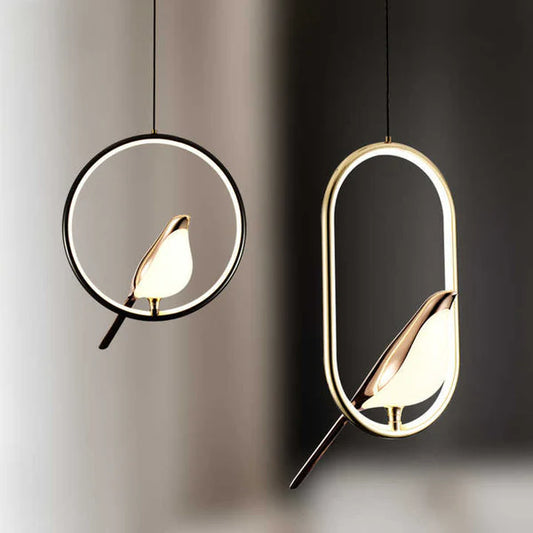 Aurevo – Modern LED Bird Pendant Light with Golden Finish