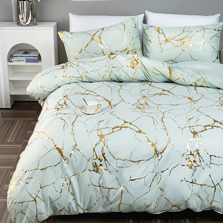 Marbelle – Luxury Marble Duvet Cover Set with Gold Accents