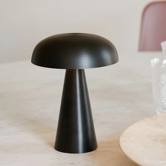Aurelio – Modern Brushed Metal Mushroom Table Lamp