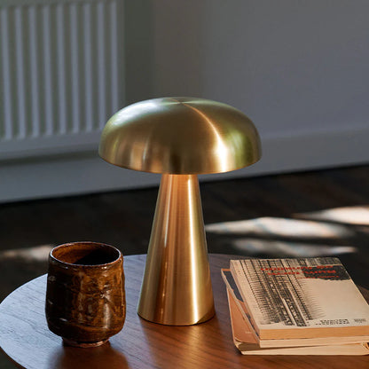Aurelio – Modern Brushed Metal Mushroom Table Lamp