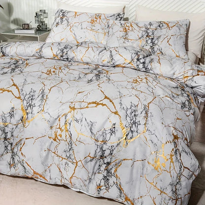 Marbelle – Luxury Marble Duvet Cover Set with Gold Accents