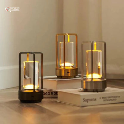 Lumora – Wireless Rechargeable LED Table Lamp with Glass & Metal Frame