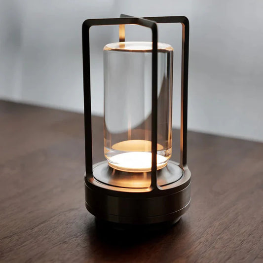 Lumora – Wireless Rechargeable LED Table Lamp with Glass & Metal Frame