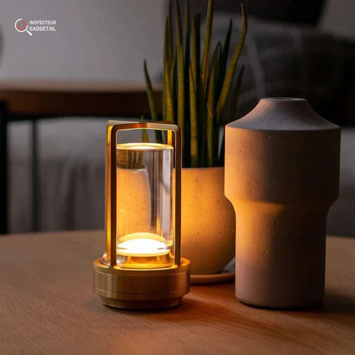 Lumora – Wireless Rechargeable LED Table Lamp with Glass & Metal Frame