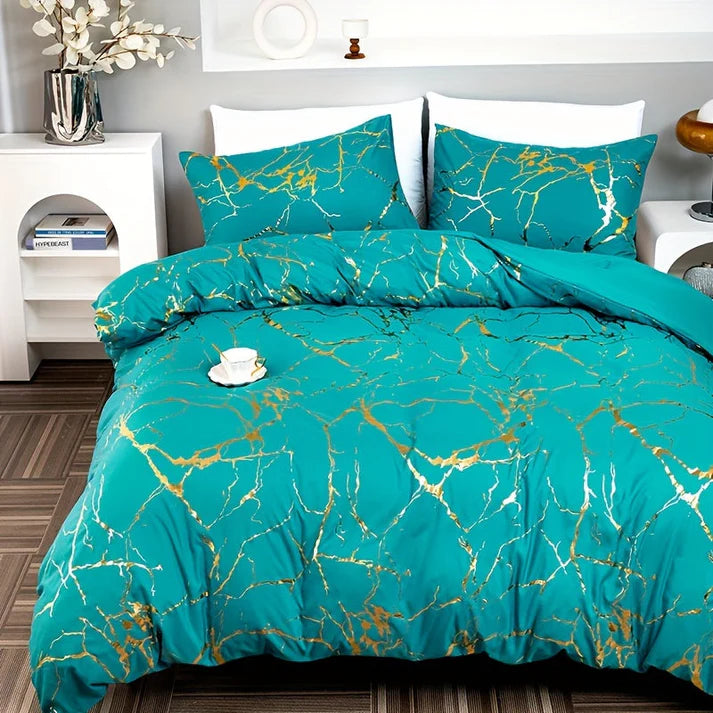 Marbelle – Luxury Marble Duvet Cover Set with Gold Accents