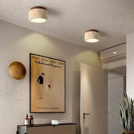 StoneAura – Modern Travertine Ceiling Light