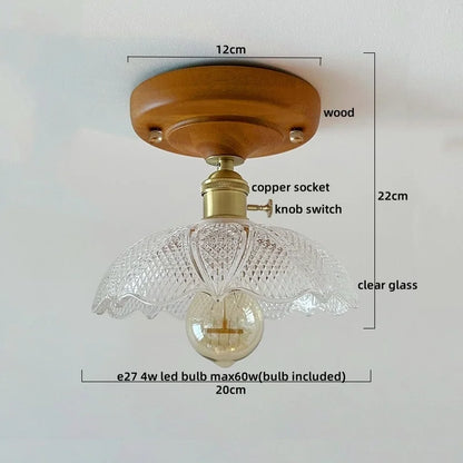 LumoPumpkin – Nordic Pumpkin Glass Ceiling Light with Wooden Base
