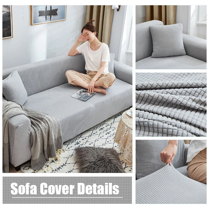 Sofelle – Anti-Slip Stretch Sofa Cover with Ribbed Jacquard Texture
