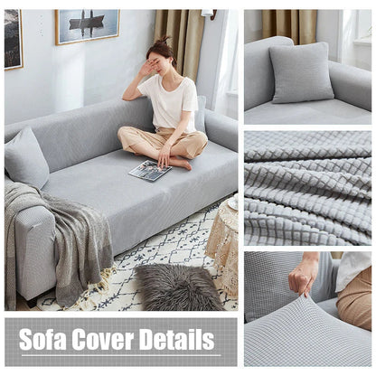 Sofelle – Anti-Slip Stretch Sofa Cover with Ribbed Jacquard Texture
